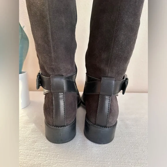 New AQUATALIA Brown Suede Trim Embellished Knee Height Riding Boots Women’s 11 - Picture 7 of 15